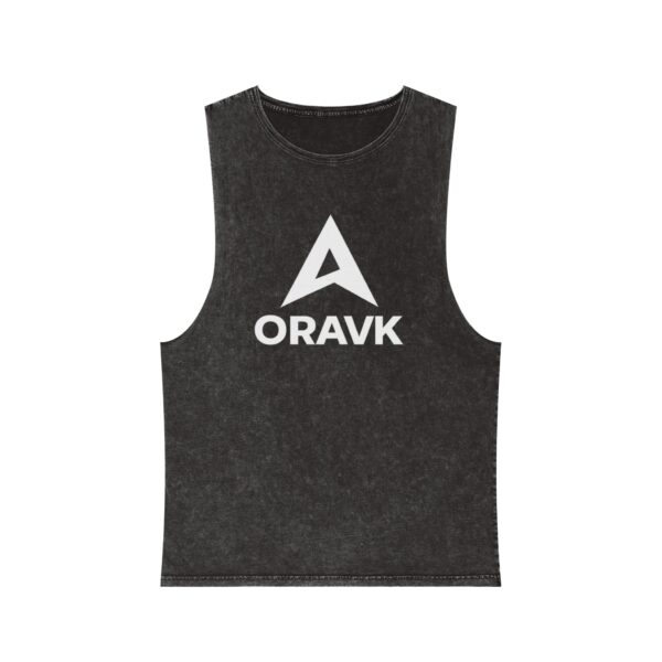 Oravk Logo Stonewash Tank Top — Vintage Black Sleeveless Shirt